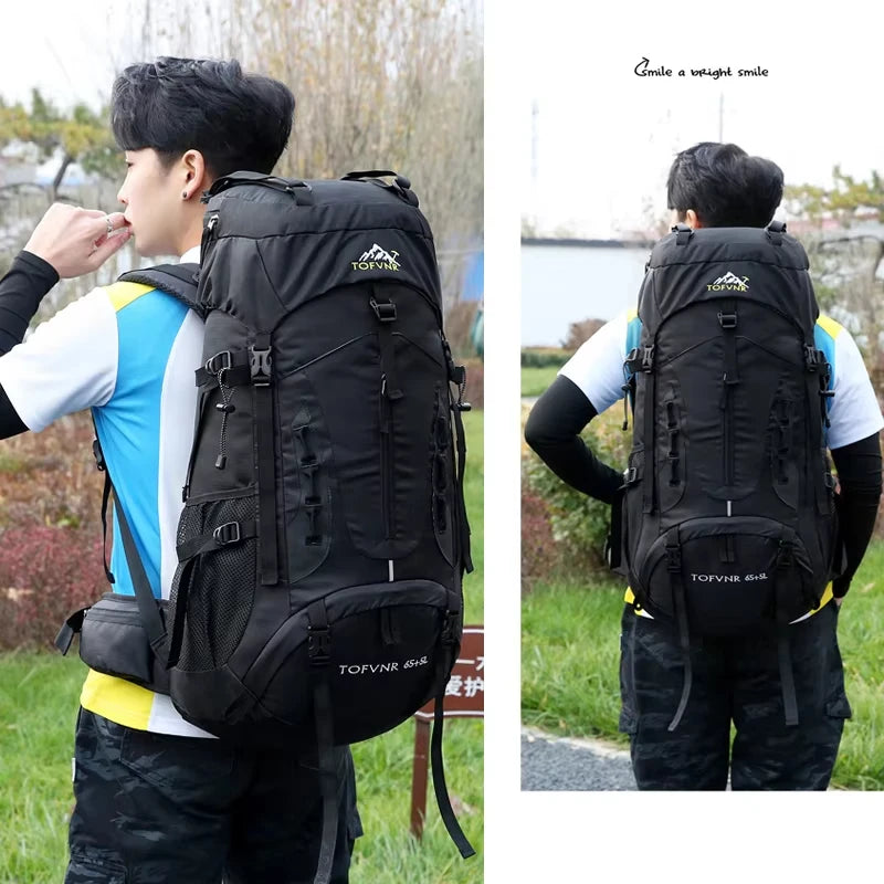 70L Climbing Backpack Cycling Bag Men Large Capacity Cross-country Hiking Mountaineering Bags Waterproof Camping Travel Rucksack