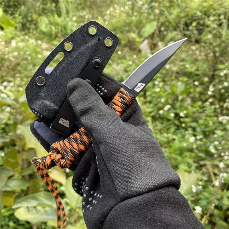 MKC Outdoor Fixed Straight Knives 440c Blade Nylon Rope Handle Outdoor Camping Adventure Fishing Sharp Tactical Hunting Knives