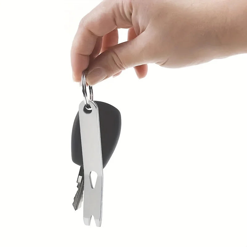 Stainless Steel Mini Crank Crowbar and Pocket Pry Bar - Keychain Multi Tool for Survival, Camping, and EDC
