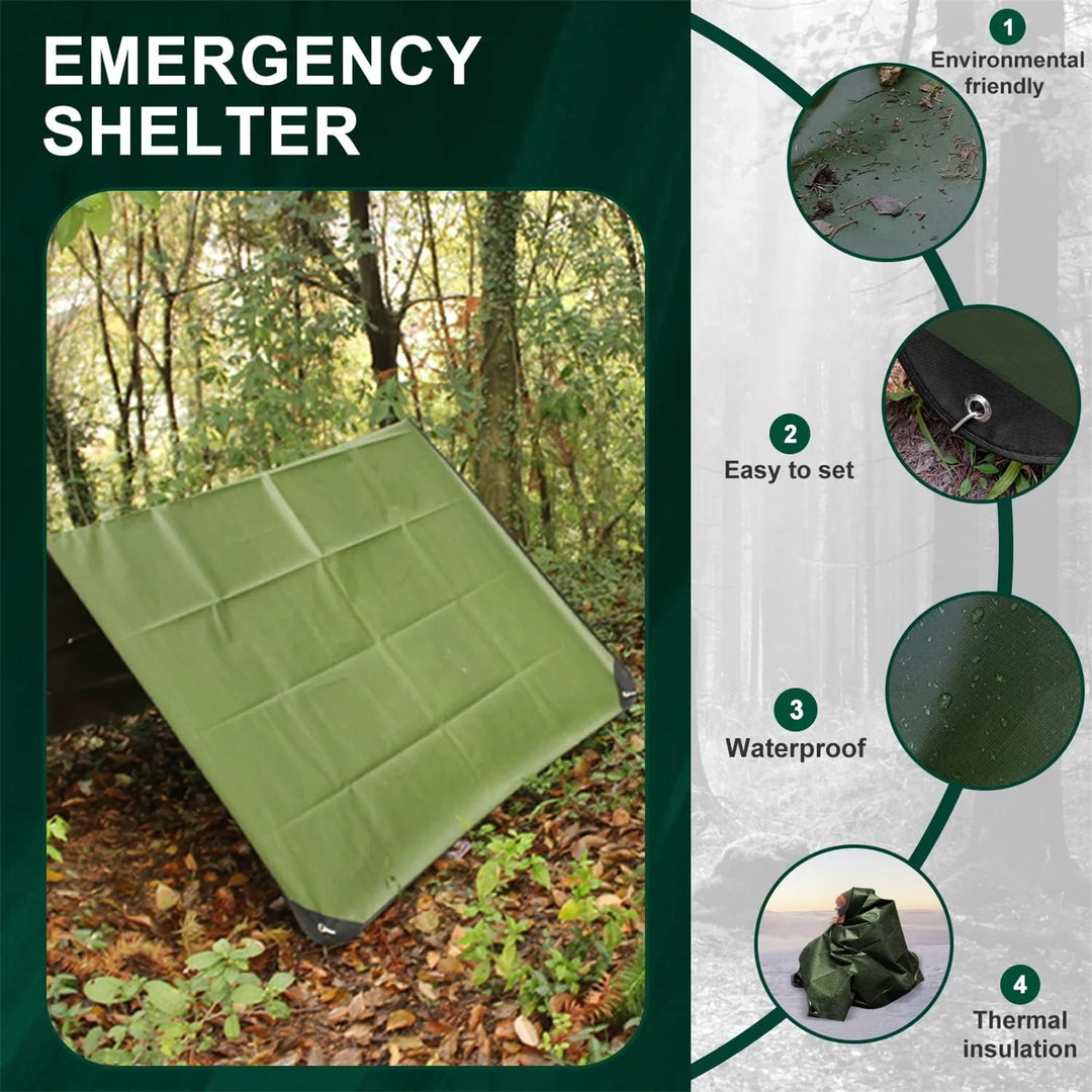 Heavy Duty Emergency Blanket Survival Gear Waterproof Insulated Blanket Emergency Tarp for Camping, Hiking, Bushcraft