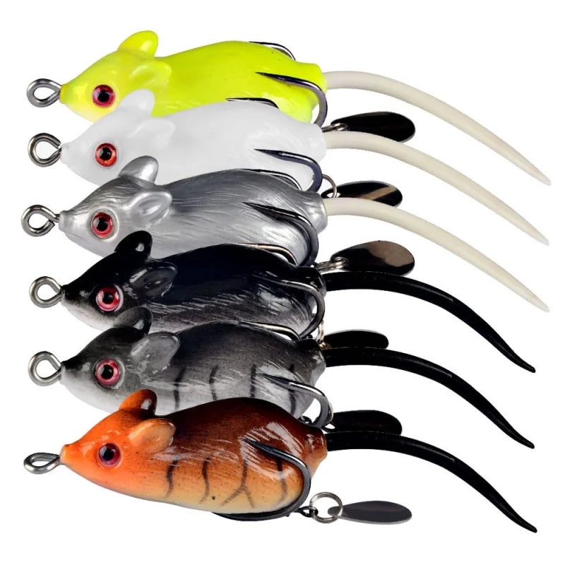 5cm 3D Artificial Mouse Fishing Lure Soft Silicone Bionic Floating Baits Freshwater Double Hook Barb Thunder Frog Catfish Bait