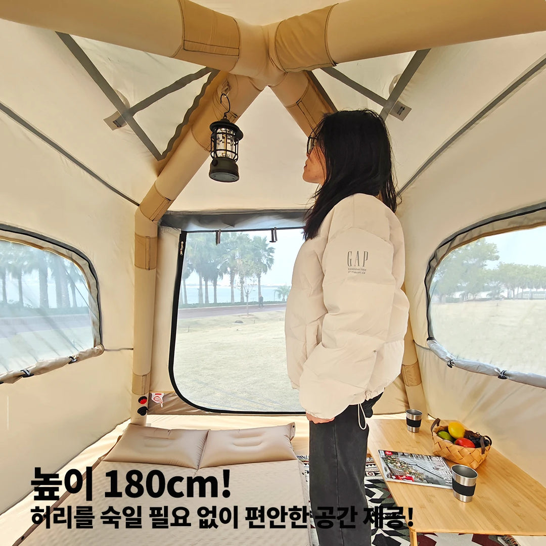 4 Person Waterproof Air Tent Glamping Camping Large Dome Family One Touch Automatic Fast Set Up Inflatable Tent Air Shelter Tent