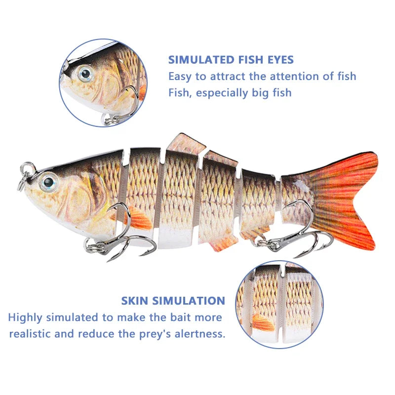 4 Inch 6 Segments Jointed Hard Artificial Fishing Lures Bionic Crankbait Sinking Wobblers Sea Plastic Fishing Accessories Trout