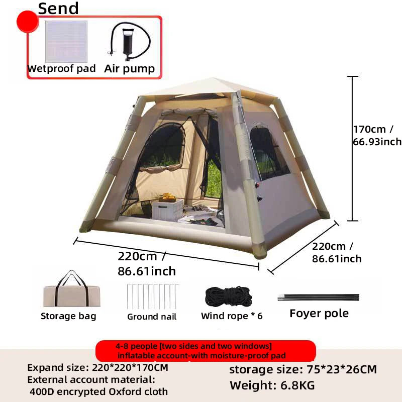 Large Air Tent That Can Accommodate 5-8 people, Portable Outdoor Waterproof Tent, Perfect For Camping  Hiking