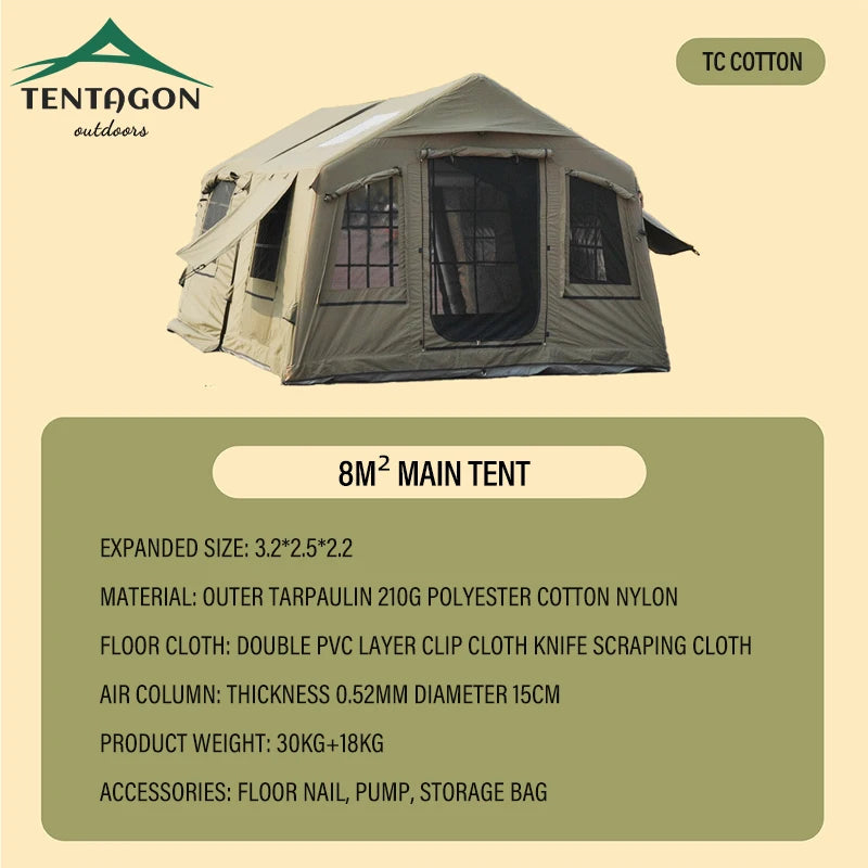 에어텐트8+8㎡Automatic Large Extend Inflatable Camping Tent Outdoor Quick Opening Tents 6-8 Person Hall Ridge Tent Family Gathering