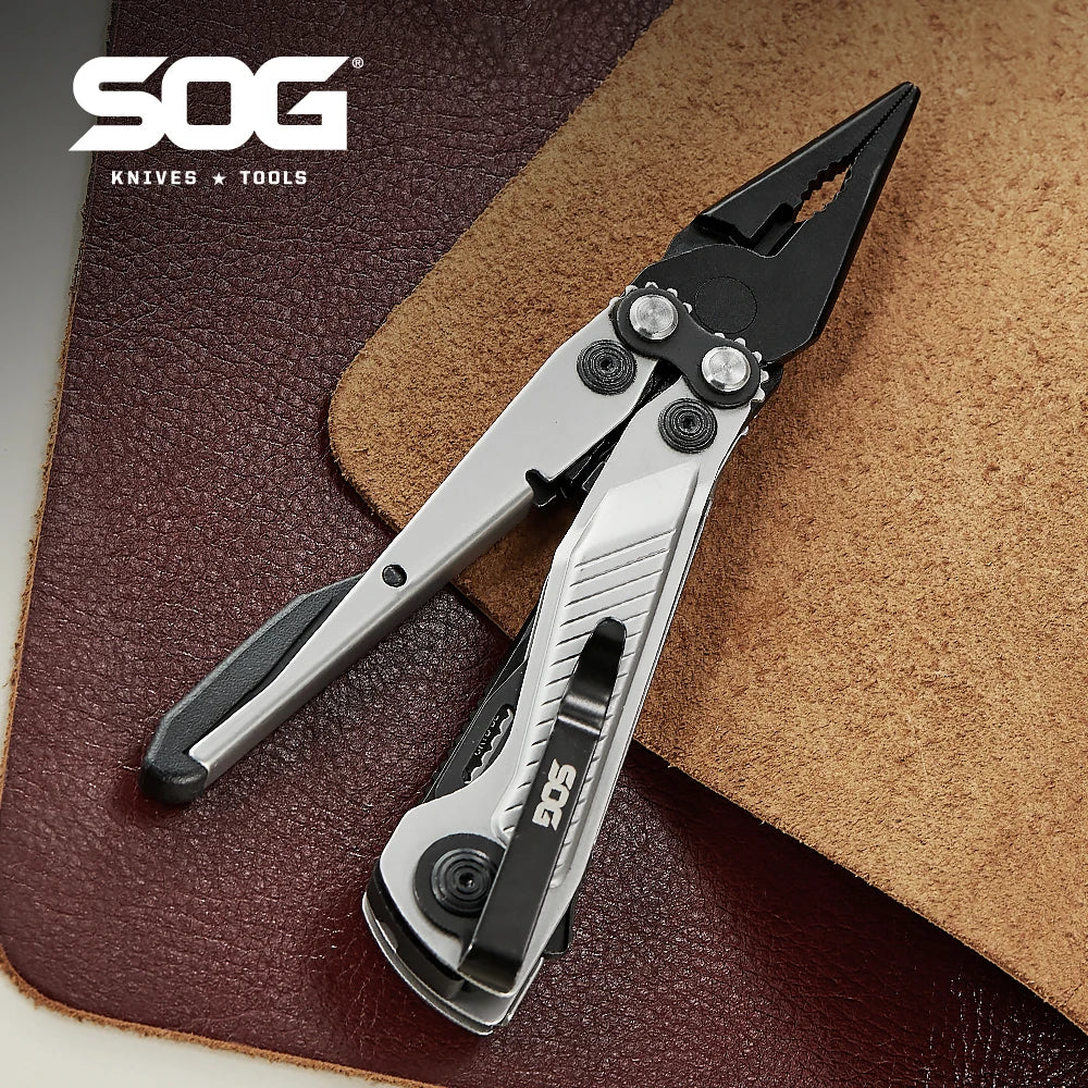 SOG 7-in-1 Flash MT Pocket-Sized Multi-Tool with Pliers & Folding Knife EDC Gear for Outdoor Camping, Survival & Emergencies