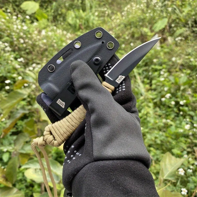 MKC Outdoor Fixed Straight Knives 440c Blade Nylon Rope Handle Outdoor Camping Adventure Fishing Sharp Tactical Hunting Knives