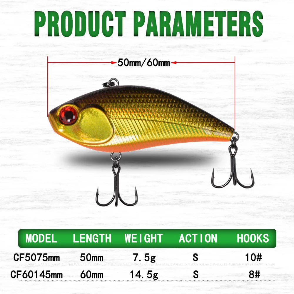 Sinking VIB Vibration fishing lure for  loud 60mm 50mm Artificial CF  Fresh Water Hard Bait For Bass Pike Catfish