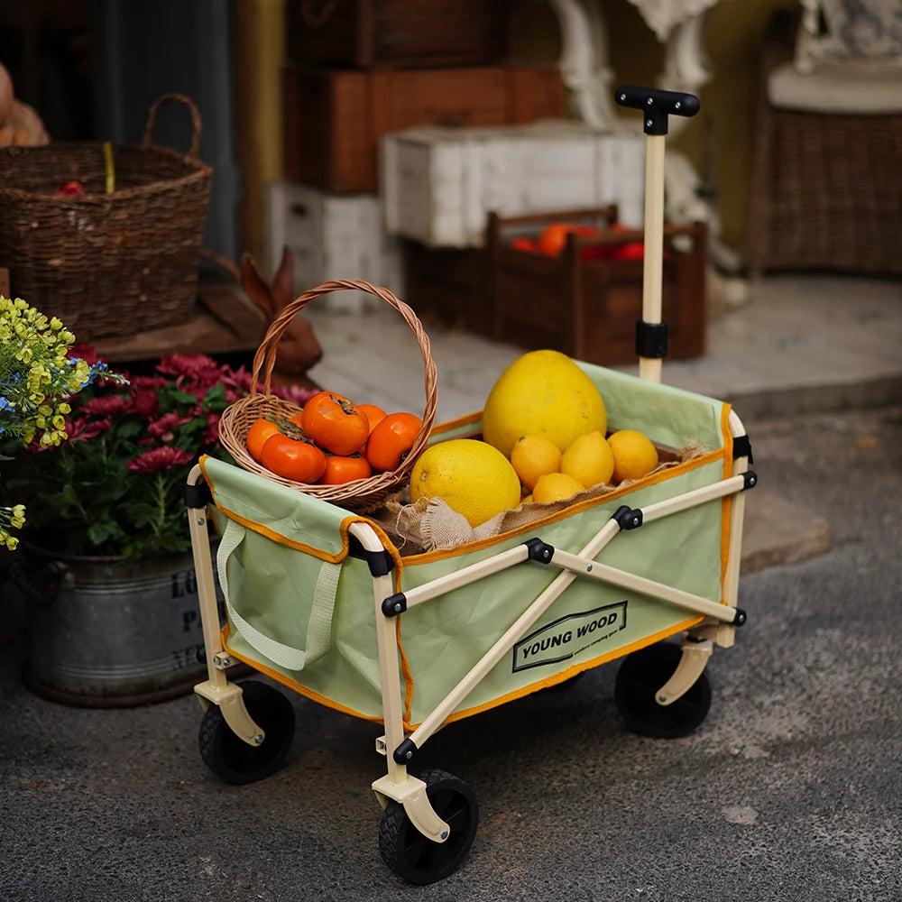 Camping carts are exquisite compact practical sturdy and have a strong load-bearing frame They are designed to be folded