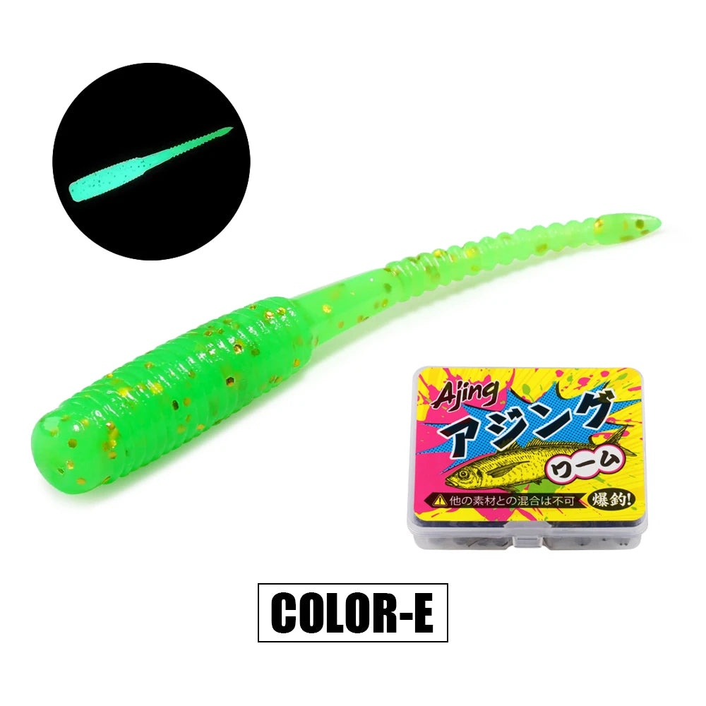 Spinpoler 20pcs/box Ajing Soft Fishing Lure 3.5cm Rockfish TPR Swimbaits Nightlight Worm Ice Jig Artificial Baits Bass Tackle