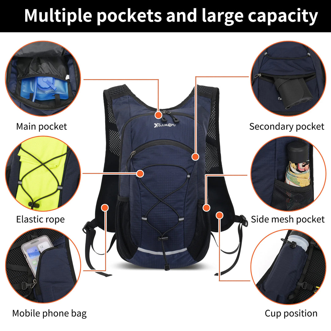 Outdoor hiking backpack, multi-functional mountain climbing travel backpack, waterproof nylon water bag, cycling bag