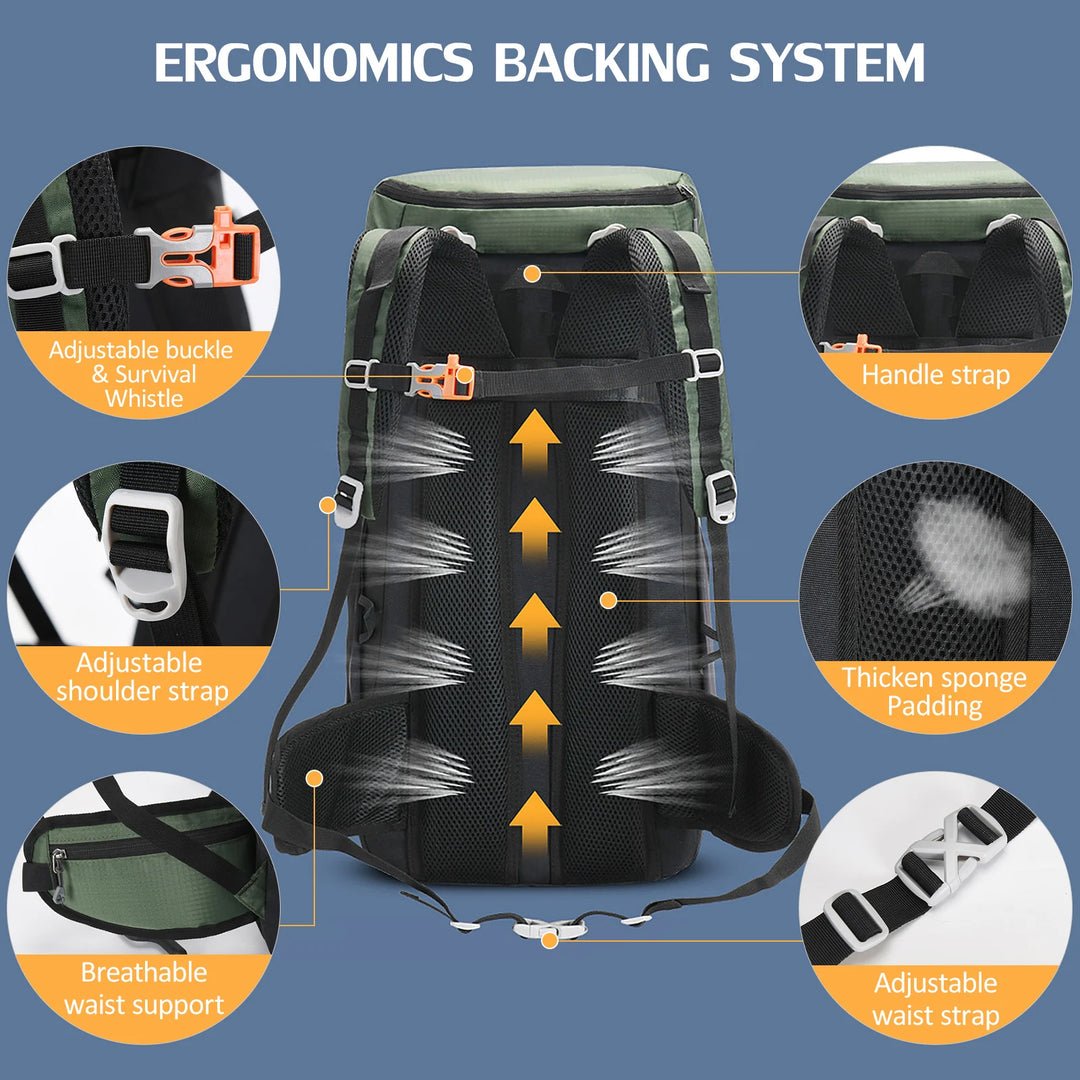 Outdoor Running Bag Bicycle Bag 50L Mountaineering Backpack Waterproof Riding Breathable Jogging Travel Daypack Bag for Riding