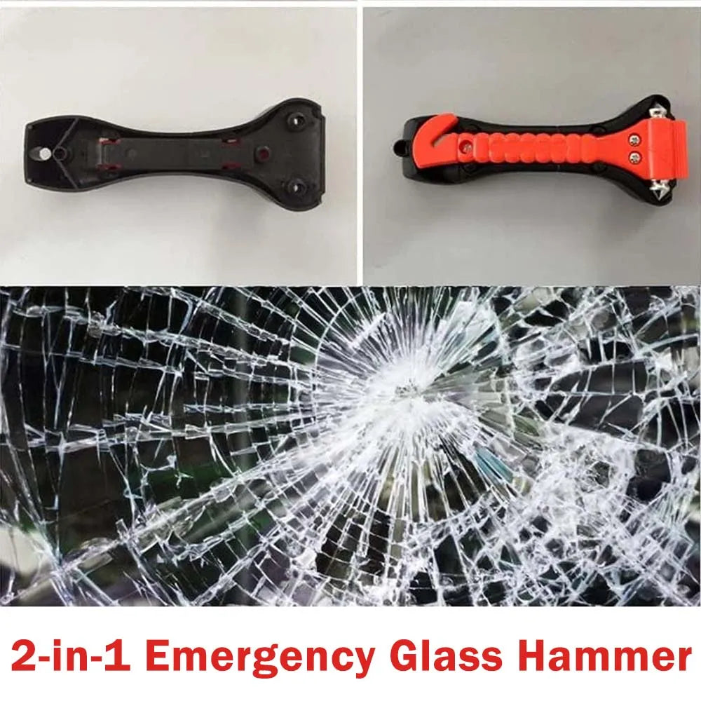 1/2PCS Survival Safety Hammer Camping Driving Car Seat Belt Cutter 2-in-1 Emergency Break Window Glass Punch Life Rescue Tools