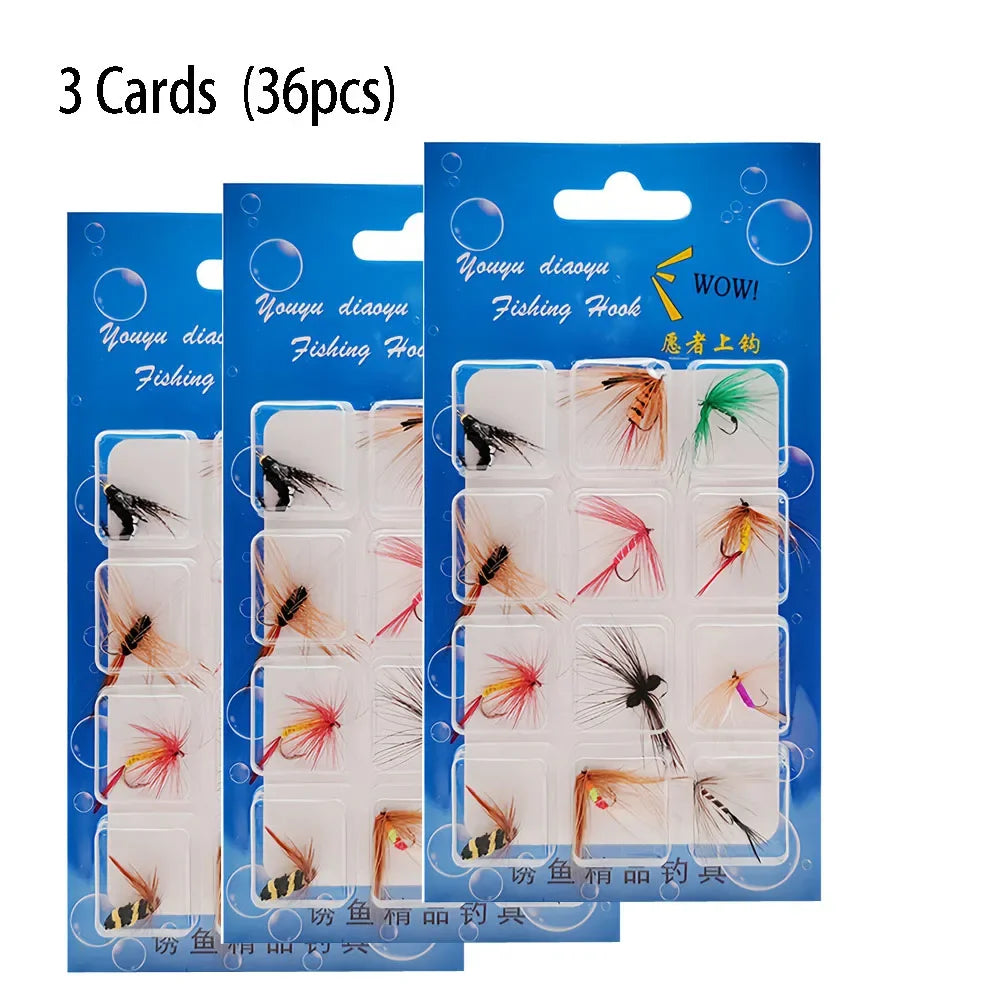 Dry Wet Flies Fly Fishing Lure Hooks Fly Streamers Nymphs Flies Fly Artificial Bait Hooks for Bass Trout Salmon
