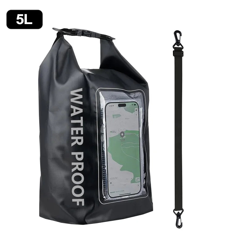 2L 5L Dry Bag Swimming Pack Touch Screen Outdoor Waterproof Kayak Storage Bag Trekking Drifting Rafting Surfing Boating Backpack