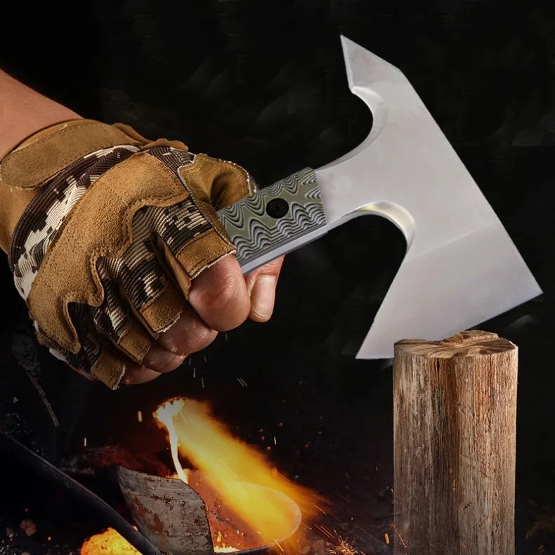 Outdoor Survival Hiking Camping 14C28N Steel G10 Long Handle Axe Survival Hatchet With Kydex Sheath