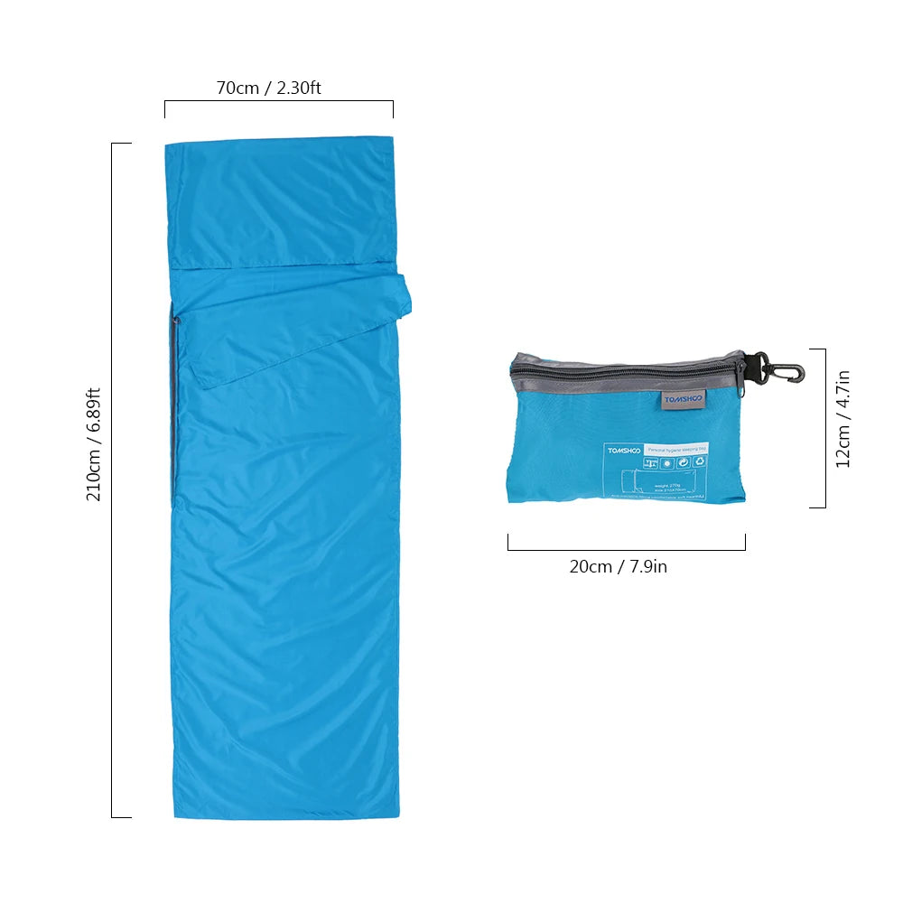 70*210CM Portable Polyester Sleeping Bag Liner with Pillowcase Lightweight Outdoor Travel Camping Hiking Business Trip Hotel