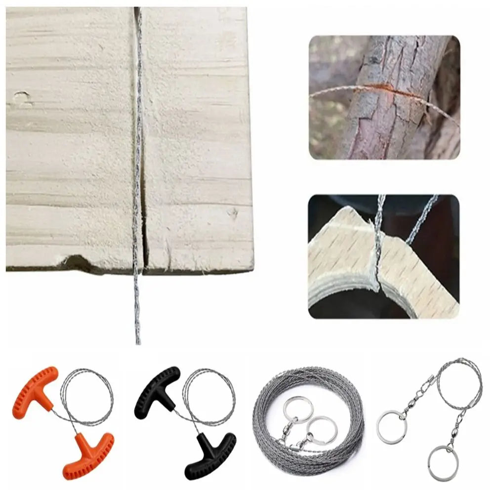 Emergency Gear Stainless Steel Survival Rope Saw 4-strand Portable Stainless Steel Wire Saw Wear Resistant Durable Tree Saw
