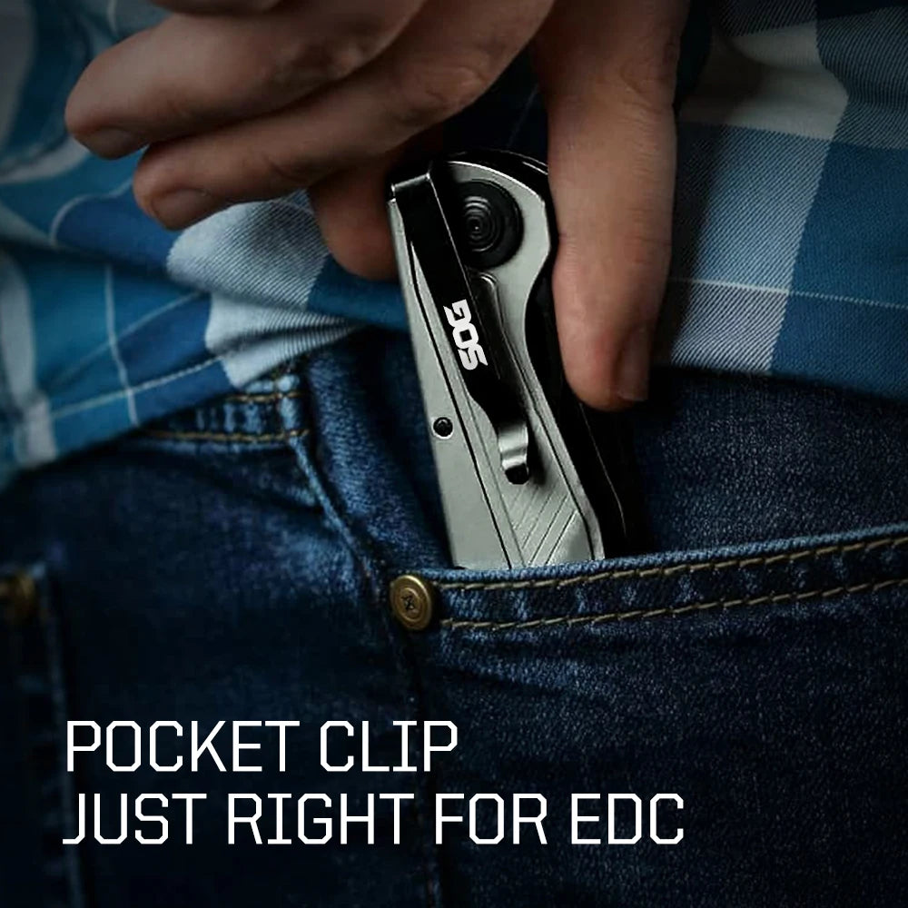 SOG 7-in-1 Flash MT Pocket-Sized Multi-Tool with Pliers & Folding Knife EDC Gear for Outdoor Camping, Survival & Emergencies