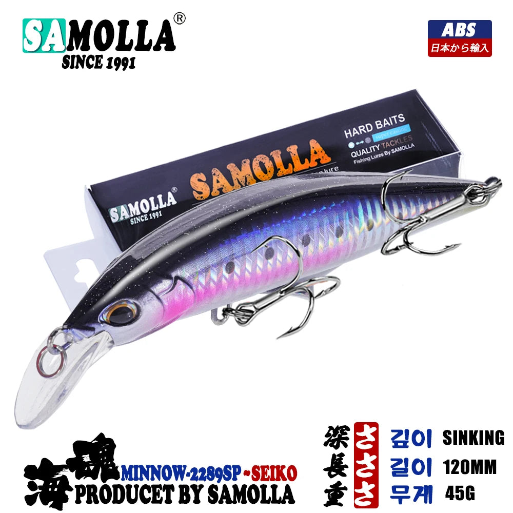 New Sinking Minnow Fishing Lure 45g 120mm Bass Baits Seabass Pike Isca Artificial Pesca Accesorios Mar Peche En Mer Leurre