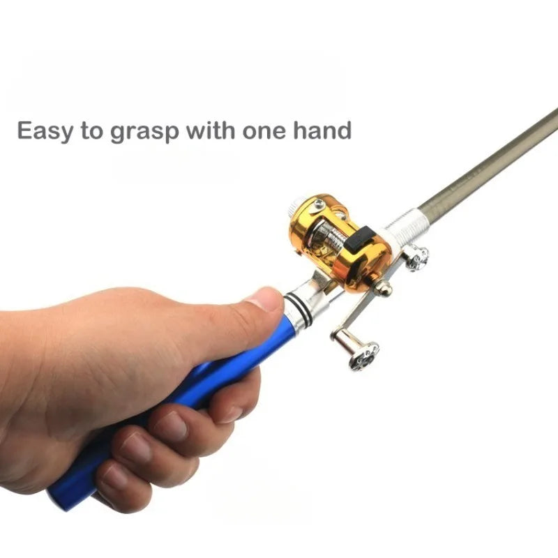 Fishing Rod Reel Combo Set Mini Telescopic Pocket Pen Fishing Rod Pole + Reel