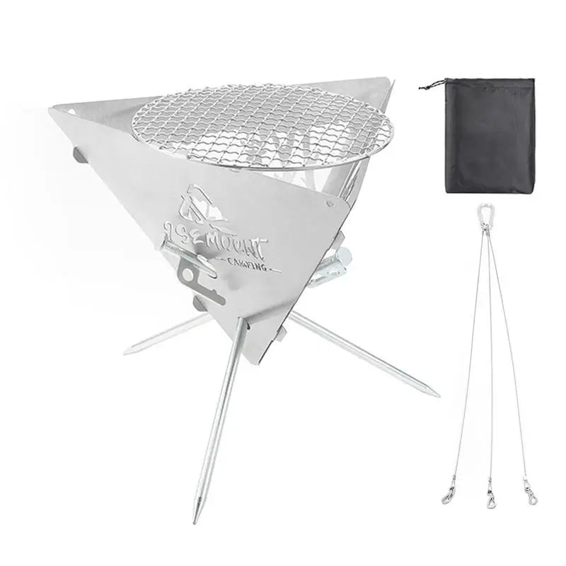 Camping Hanging  Triangular Burning Platform Outdoor Triangular Brazier Tripod BBQ Grill Folding Firewood Burner Bonfire Stove