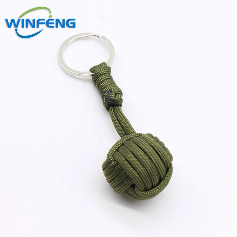 Survival Lanyard Monkey Fist Keychain Self Defense Weapon Keyring Outdoor Security Protection Steel Ball Lifesaving Kit