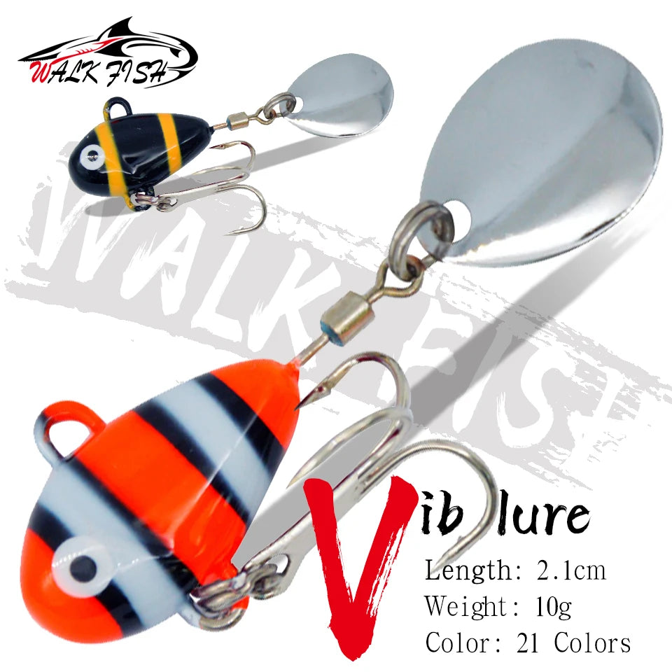 WALK FISH 10g/2.1cm Spinnerbait Vibration Fishing Lures Metal Vib Artificial Bait Spinning Swimbait Sea Carp Fishing Accessories