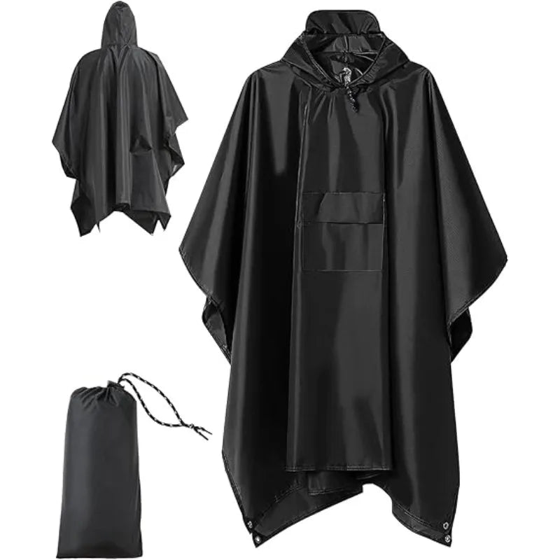 Portable Adult Outdoor Waterproof Raincoat 3 in 1 Women Men PU Hooded Raincoat Outdoor Hiking Fishing Mountaineering Raincoat