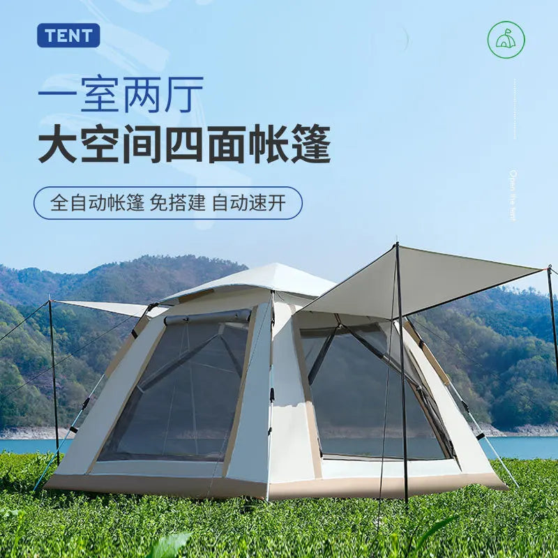Tent canopy camping 3-4 people folding portable fully automatic quick opening shading rainproof park camping outdoor tent