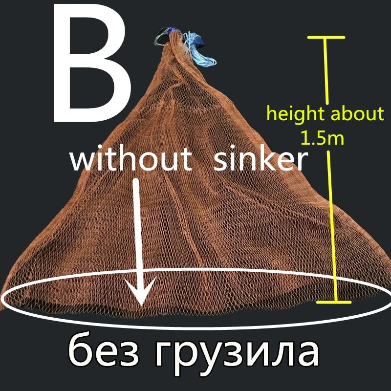 Finefish Strong Multifilament Line Hand Throw Network Cast Net Outdoor Water Sport Hunting Catch Fishing Net Small Mesh