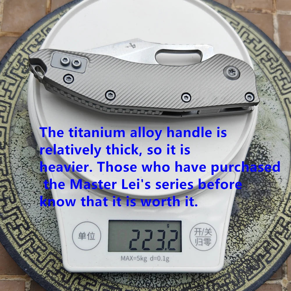 JUFULE Stitch RamL Manual Titanium Handle Ceramics Bearing Mark M390MK Blade Hunting Outdoor Fish EDC Tool Folding Camping Knife