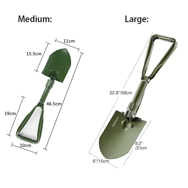 Multifunctional Folding Camping Shovel with Storage Bag Carbon Steel Military Style Entrenching Tool for Camping Gardening