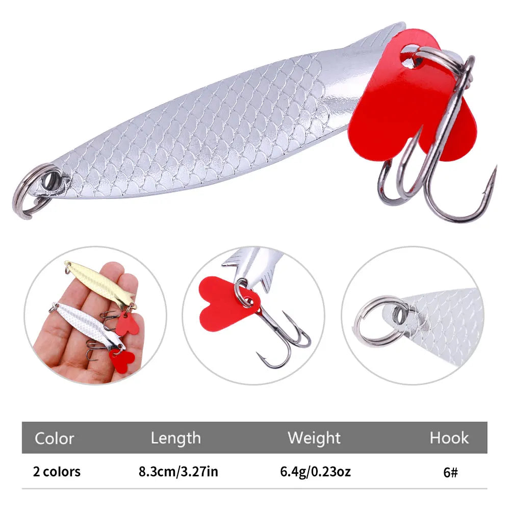 Fake Fish Spoon Lure sea fishing spoon Bait Metal Jig Fishing Lure Wobblers Pike Bait For Trout Pike Perch Salmon
