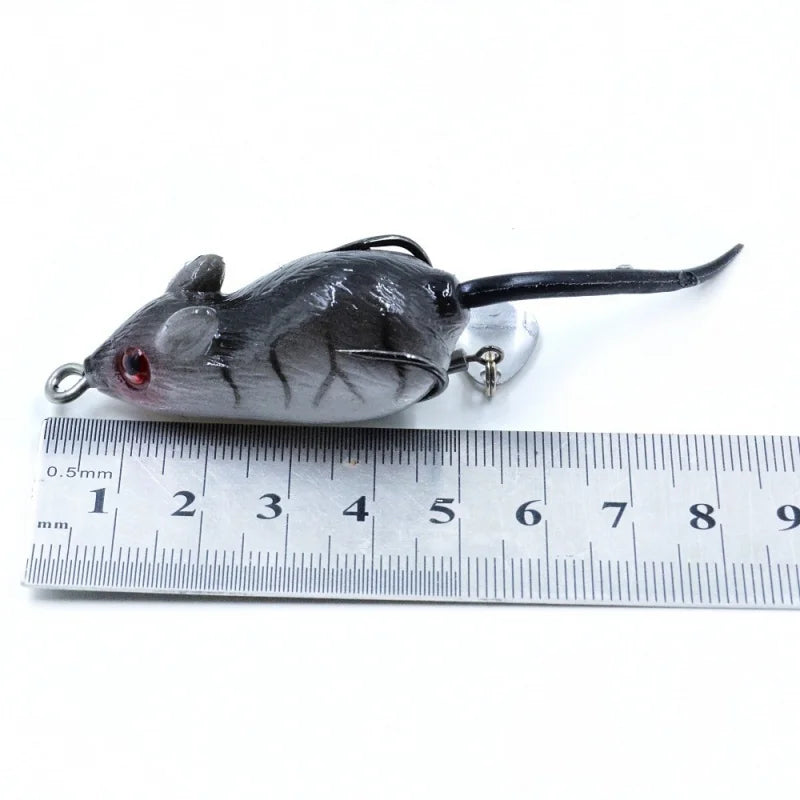 5cm 3D Artificial Mouse Fishing Lure Soft Silicone Bionic Floating Baits Freshwater Double Hook Barb Thunder Frog Catfish Bait