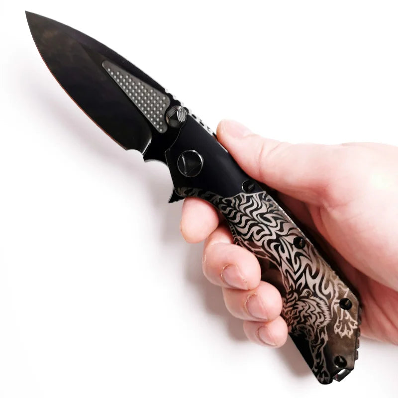 new folding knife Böhler M390 high quality steel outdoor camping pocket Titanium Mirror/DLC craft Collectibles Fruit knives