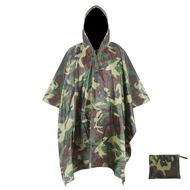 Portable Adult Outdoor Waterproof Raincoat 3 in 1 Women Men PU Hooded Raincoat Outdoor Hiking Fishing Mountaineering Raincoat
