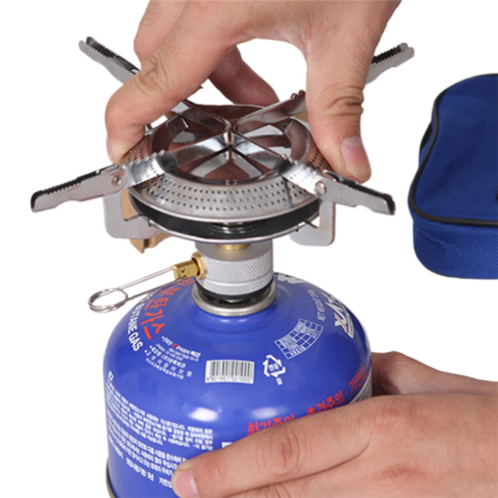 Outdoor Camping Gas Stove Portable Cooking Stove with Storage Bag Lightweight Stove Head for Hiking Climbing Fishing