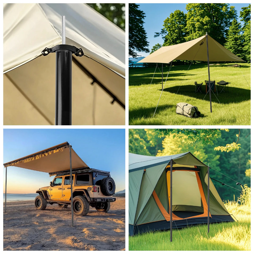 Tent Poles Camping Poles for Tarp Awning Canopy Shelter Sun Sail Tarpaulin Headroom Galvanized Steel Adjustable Telescoping Rods