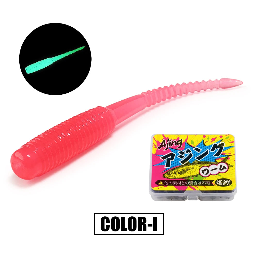 Spinpoler 20pcs/box Ajing Soft Fishing Lure 3.5cm Rockfish TPR Swimbaits Nightlight Worm Ice Jig Artificial Baits Bass Tackle