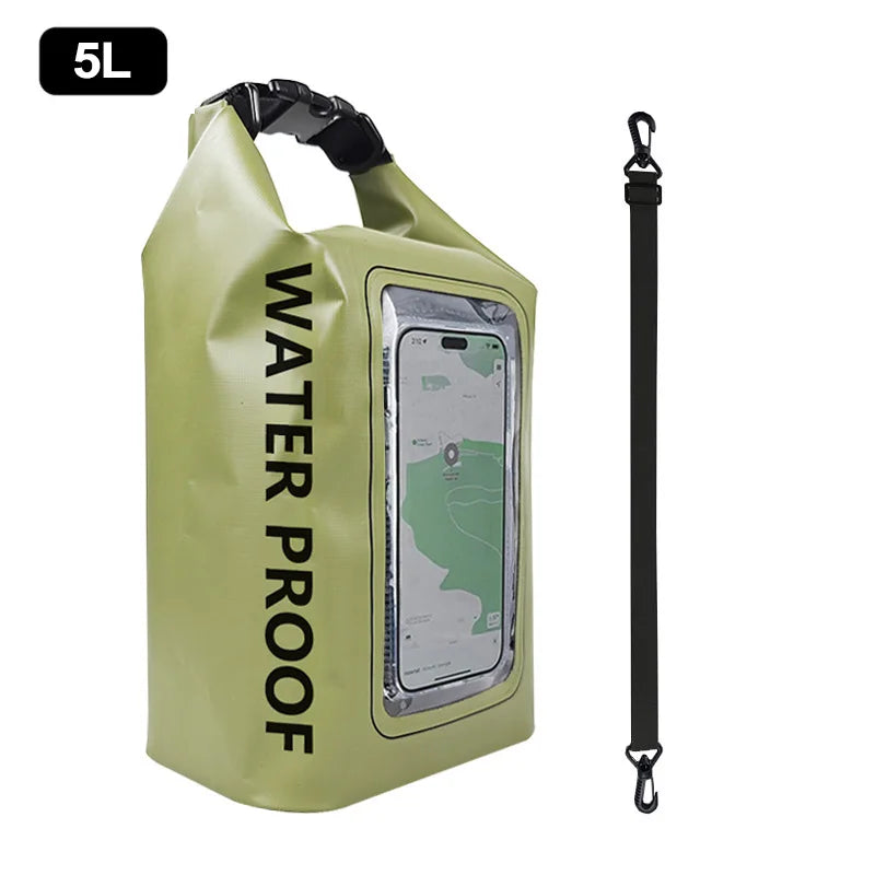 2L 5L Dry Bag Swimming Pack Touch Screen Outdoor Waterproof Kayak Storage Bag Trekking Drifting Rafting Surfing Boating Backpack