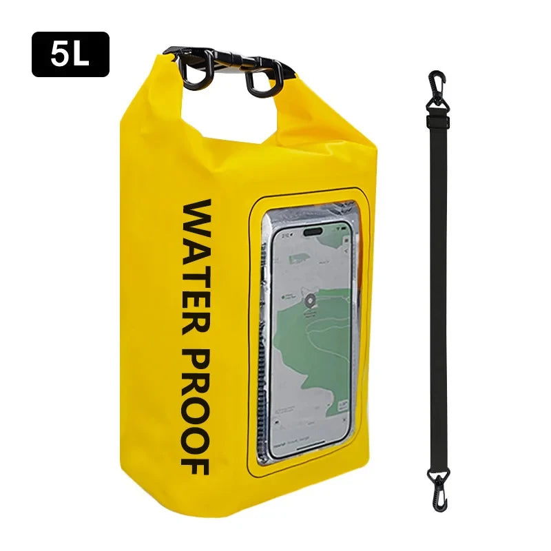 2L 5L Dry Bag Swimming Pack Touch Screen Outdoor Waterproof Kayak Storage Bag Trekking Drifting Rafting Surfing Boating Backpack