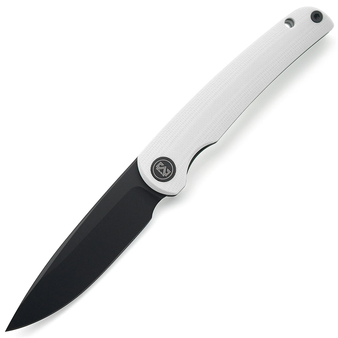 Miguron Knives Akri Front Flipper Folding Knife 3.18" Dark Grey PVD 14C28N Blade Grey G10 Handle Camping Hiking Pocket Knife