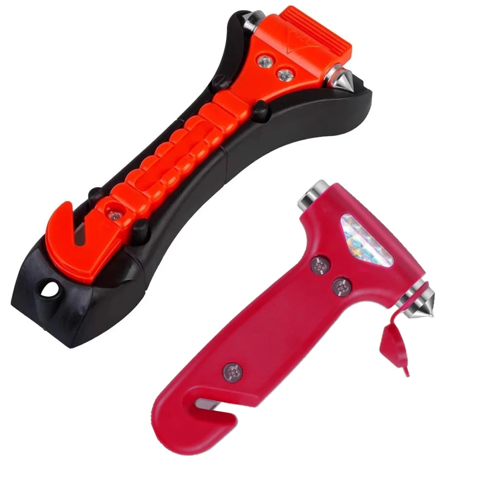 1/2PCS Survival Safety Hammer Camping Driving Car Seat Belt Cutter 2-in-1 Emergency Break Window Glass Punch Life Rescue Tools