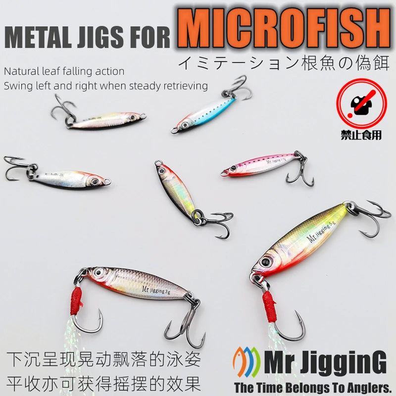 Mr JigginG 5pcs 1.5/3/5g 3D Mini Lure Metal Cast Jig Spoon Jigging Pesca Fish Micro Fishing Lure Artificial Bait Accessories