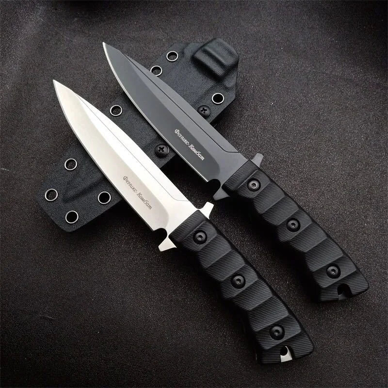 Russia Straight Knife Nylon Glass Fibre Handle DC53 Blade with Scabbard Wilderness Survival Battle Defense Sharp Utility Knives