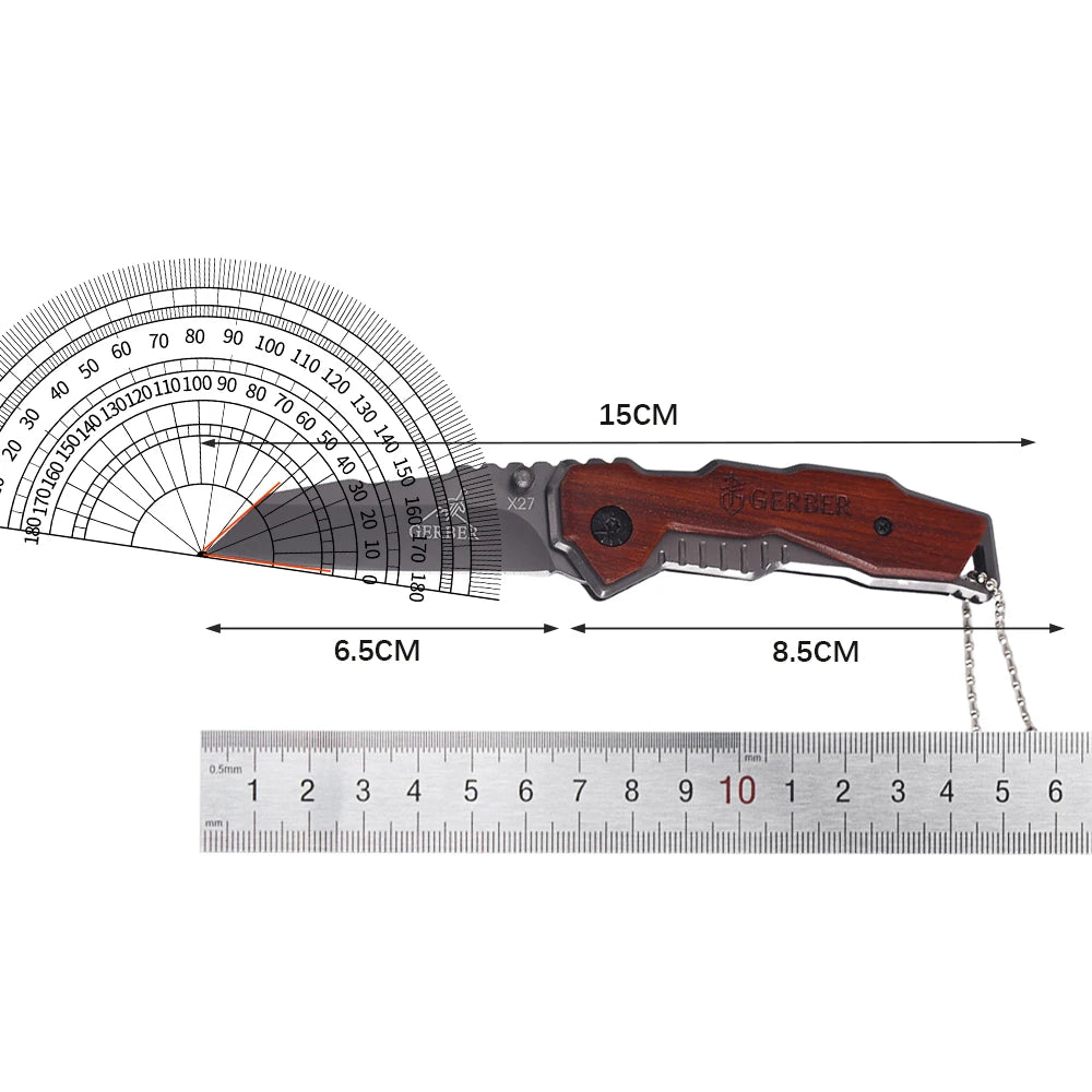 Camping portable survival folding knife with multi-functional EDC pocket blade and sharp fruit knife for hunting, fishing and cu