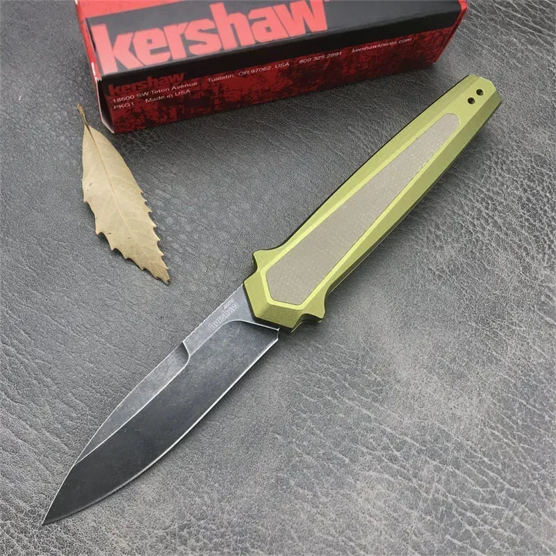 High Quality KS 7950 Pocket Knife 8Cr13Mov Stone Wash Blade Aluminum Handle Outdoor Tactical EDC Knives, Suitable for Camping