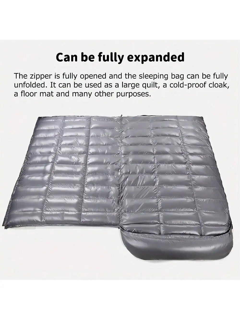 Checkered design, double sleeping bag, camping, cold protection and warmth, 93% white duck down 2000g filling, down sleeping bag