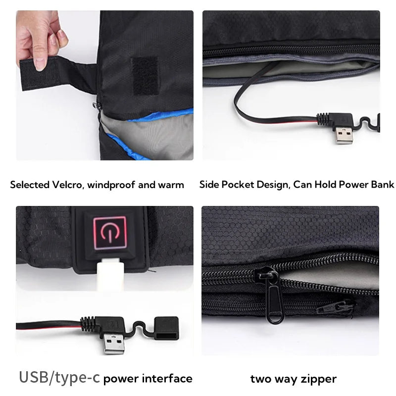Heated Sleeping Bag pad,6 Heating Zones,USB Power Supported, for All Season Camping Hiking Backpacking 2 Person Sleeping Bags